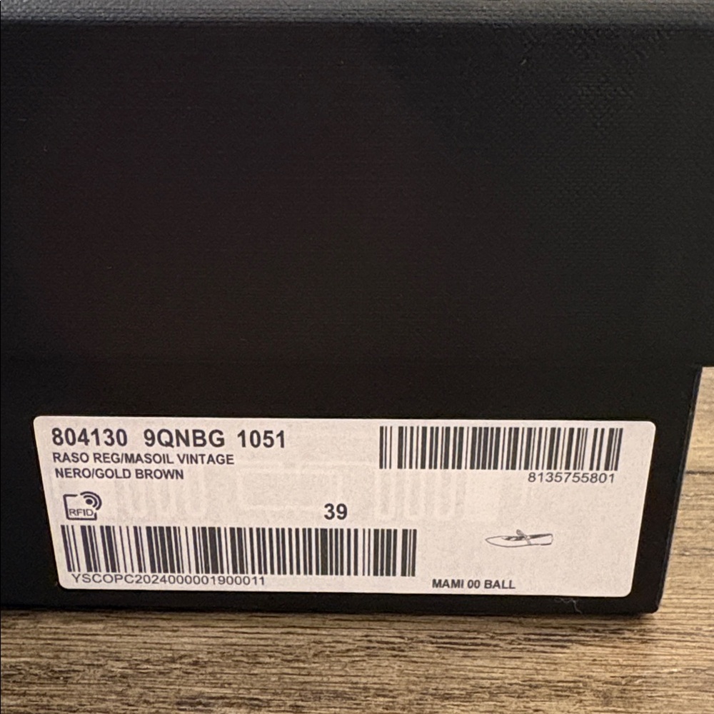 NIB [Saint Laurent] Ballerina Black Satin & Leather Flats Women's EU 39 / US 9 - Picture 15 of 16